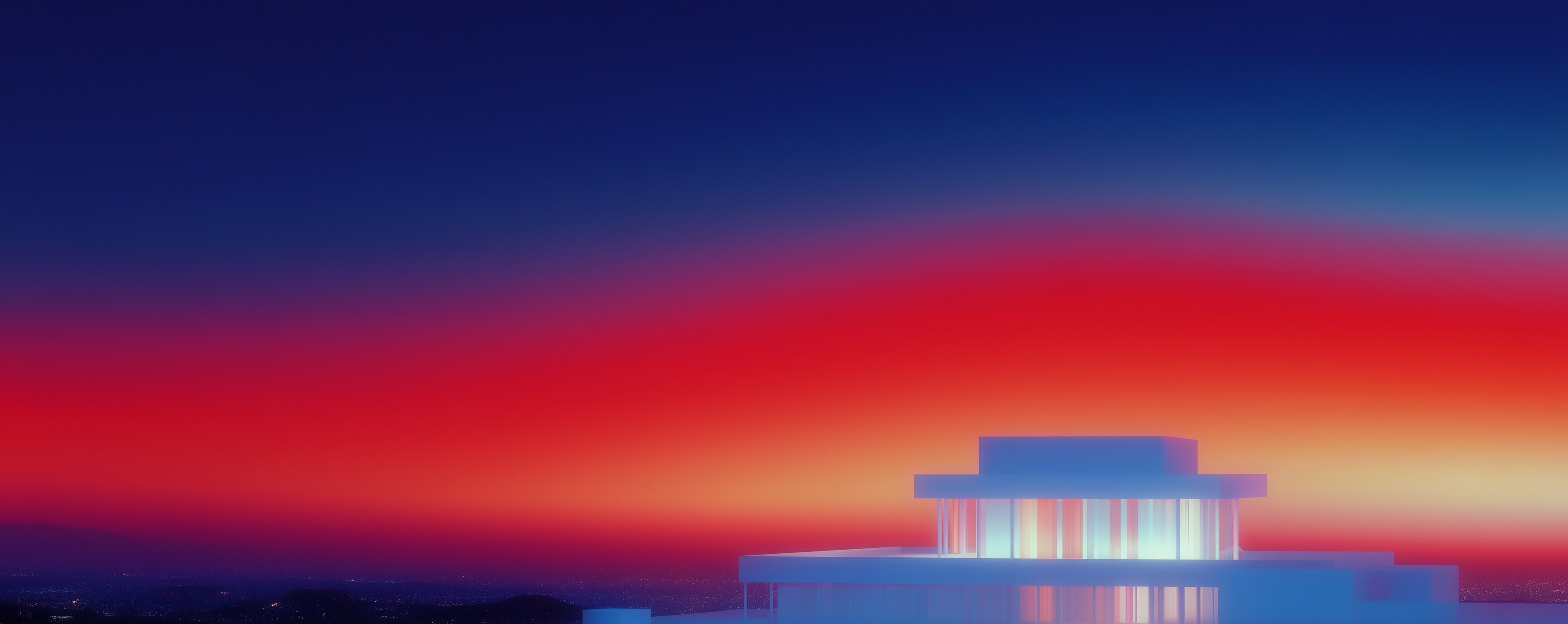 Modern architectural building at sunset